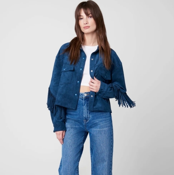 Blank NYC Fringe Utility Jacket in Deep Blue - Picture 2 of 11